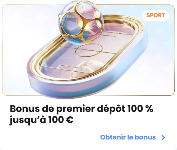 Bonus dépôt 100% jusqu'à 100€ avec ballon de foot stylisé